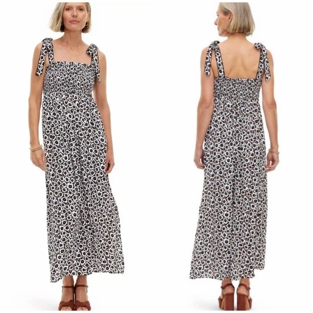 Diane Von Furstenberg X Target Smocked Tie Strap Neutral Poppy Dress Sz XXS NWT